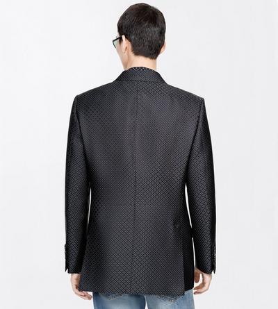 TOM FORD VISCOSE SILK BLEND BLACK DOTTED LOZENGE JACQUARD JACKET