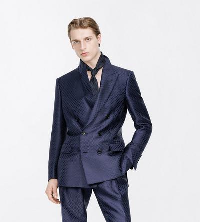 TOM FORD VISCOSE SILK BLEND OC DOTTED LOZENGE JACQUARD JACKET
