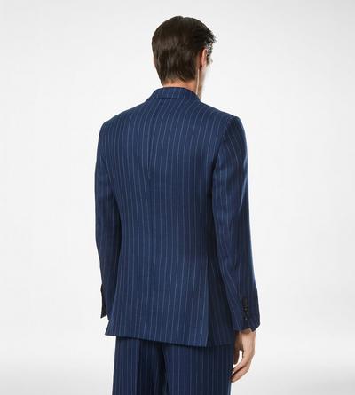 TOM FORD  OC VESTE &Agrave; RAYURES HOPSACK EN LAINE, SOIE ET LIN