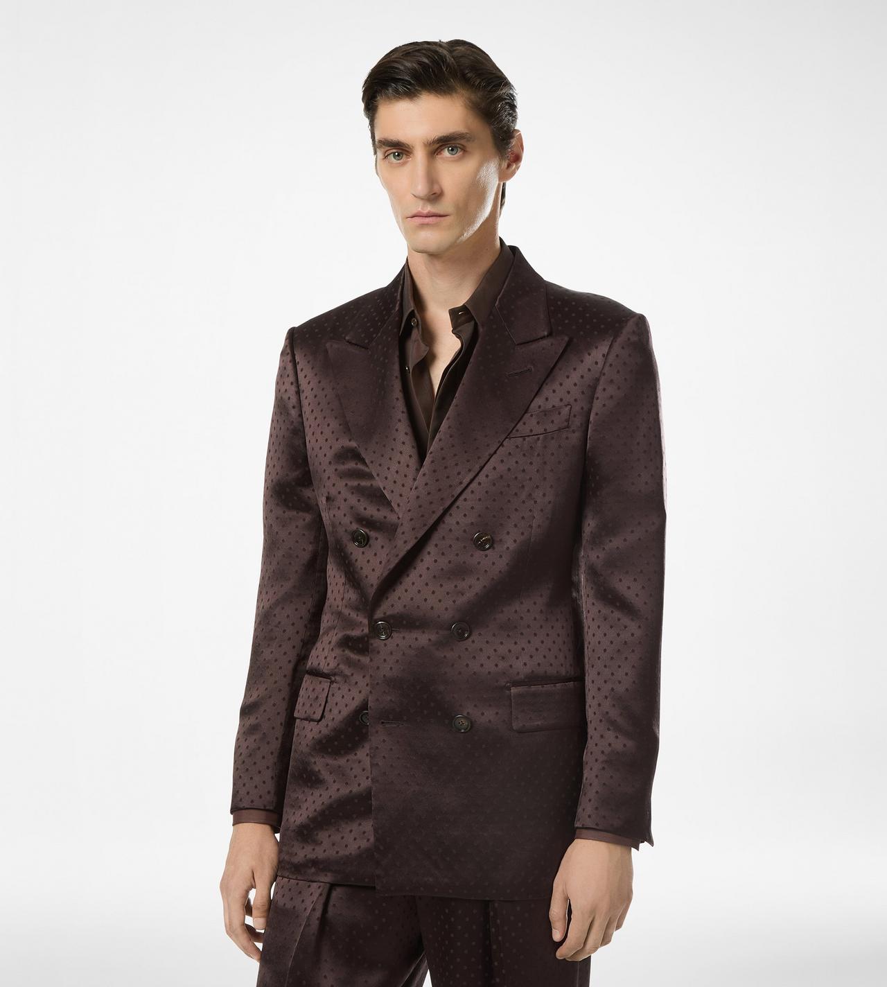 CREPE SATIN POLKA DOT JACQUARD JACKET image number 3