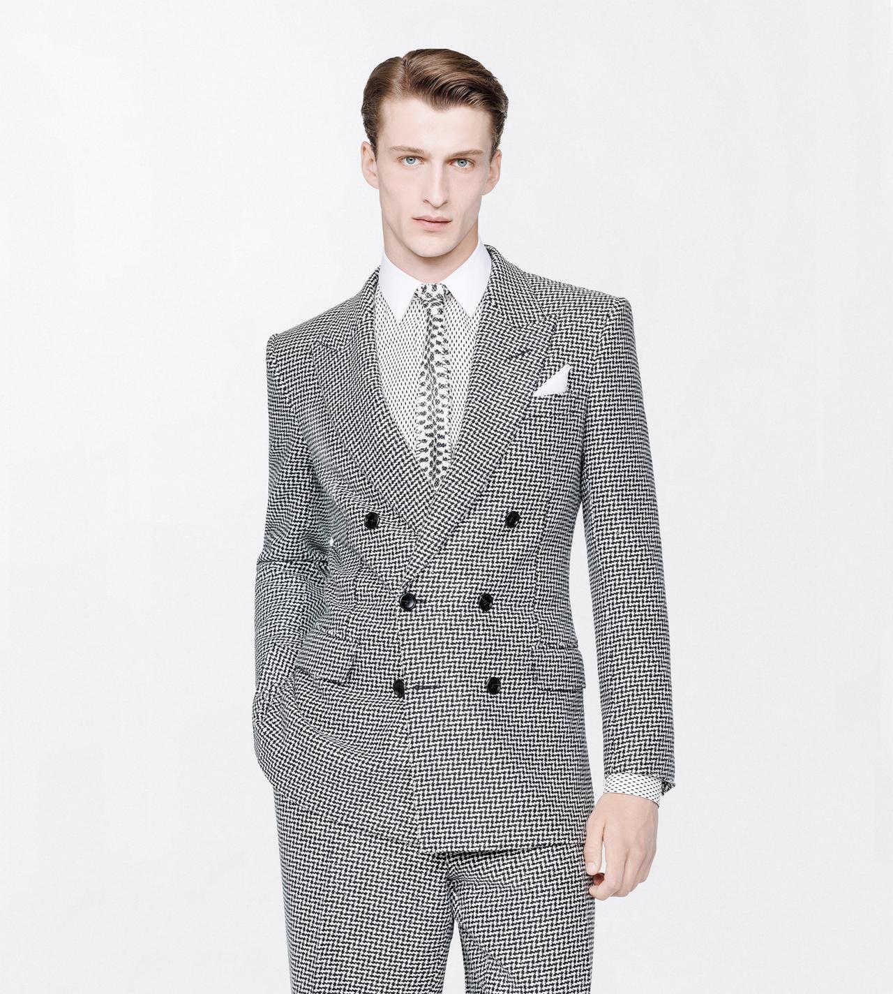 TOM FORD WOOL BLEND OC SEQUIN PIED DE POULE COLBERT JACKET