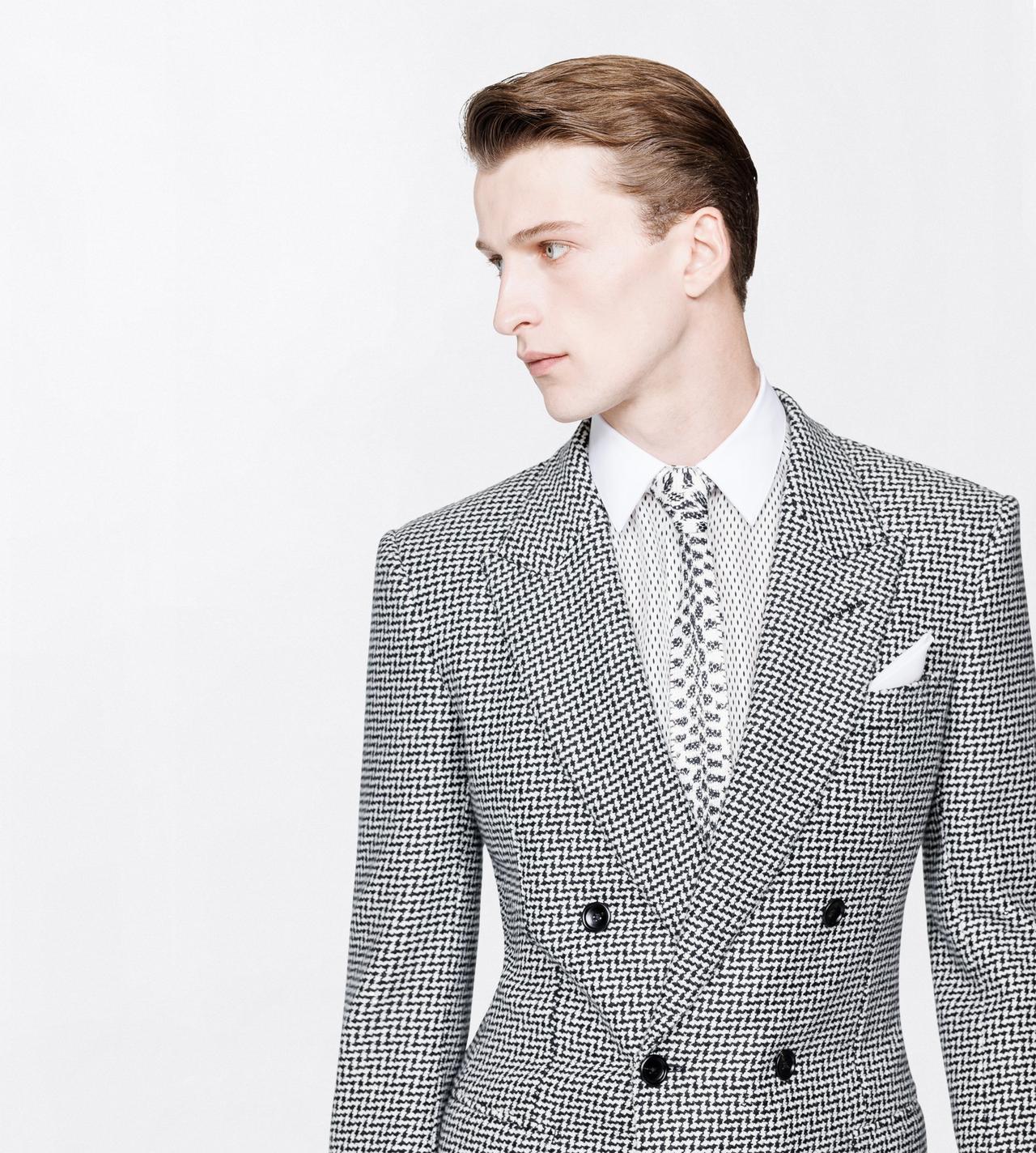TOM FORD WOOL BLEND OC SEQUIN PIED DE POULE COLBERT JACKET
