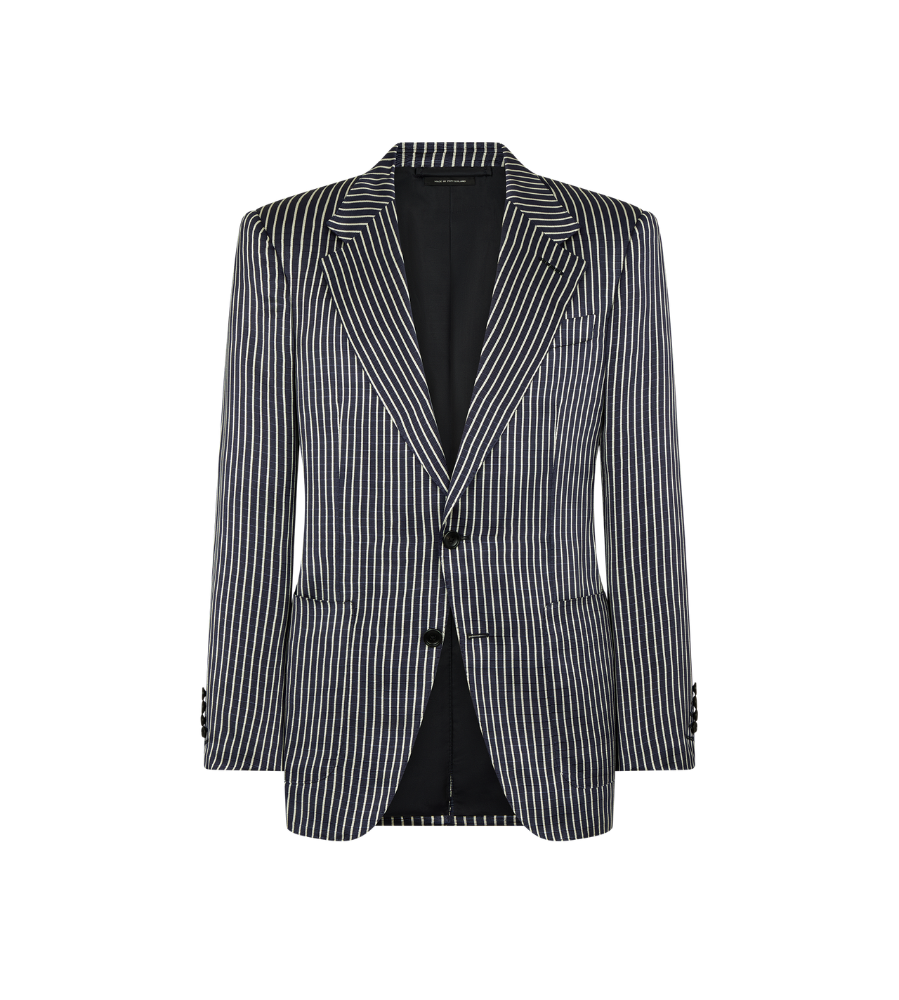 TOM FORD SILK COMBO BLACK & IVORY FLUID SILK FAILLE STRIPE JACKET