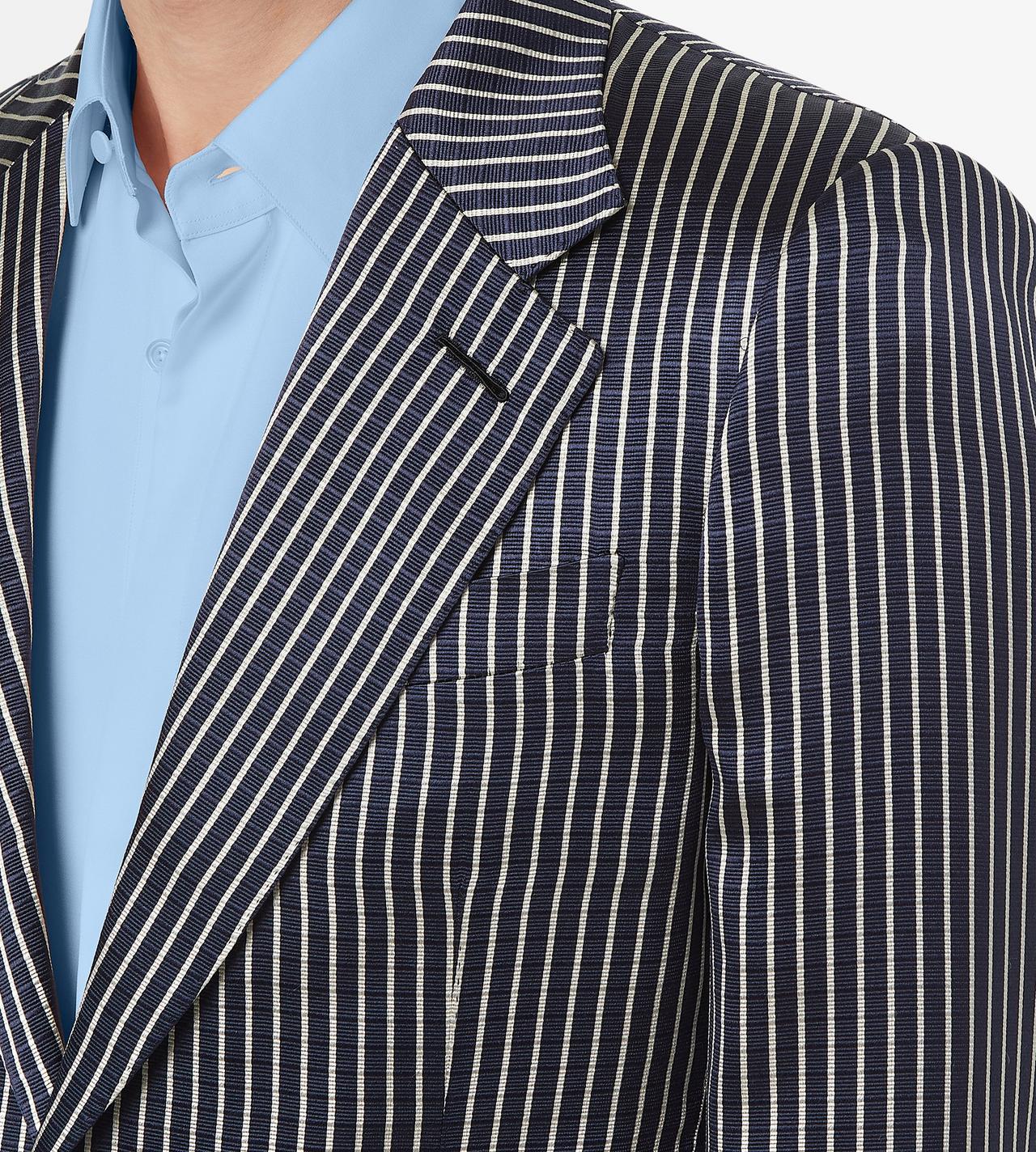 TOM FORD SILK COMBO BLACK & IVORY FLUID SILK FAILLE STRIPE JACKET