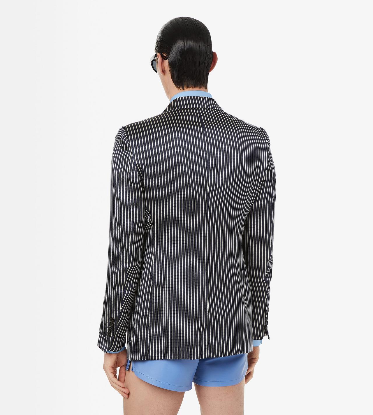 TOM FORD SILK COMBO BLACK & IVORY FLUID SILK FAILLE STRIPE JACKET