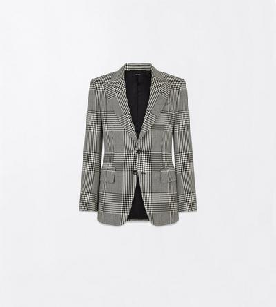 TOM FORD WOOL BLACK AND WHITE PRINCE OF WALES SHELTON JACKET