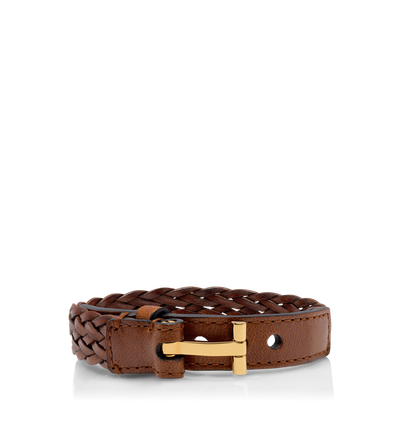 WOVEN LEATHER T BRACELET image number 0