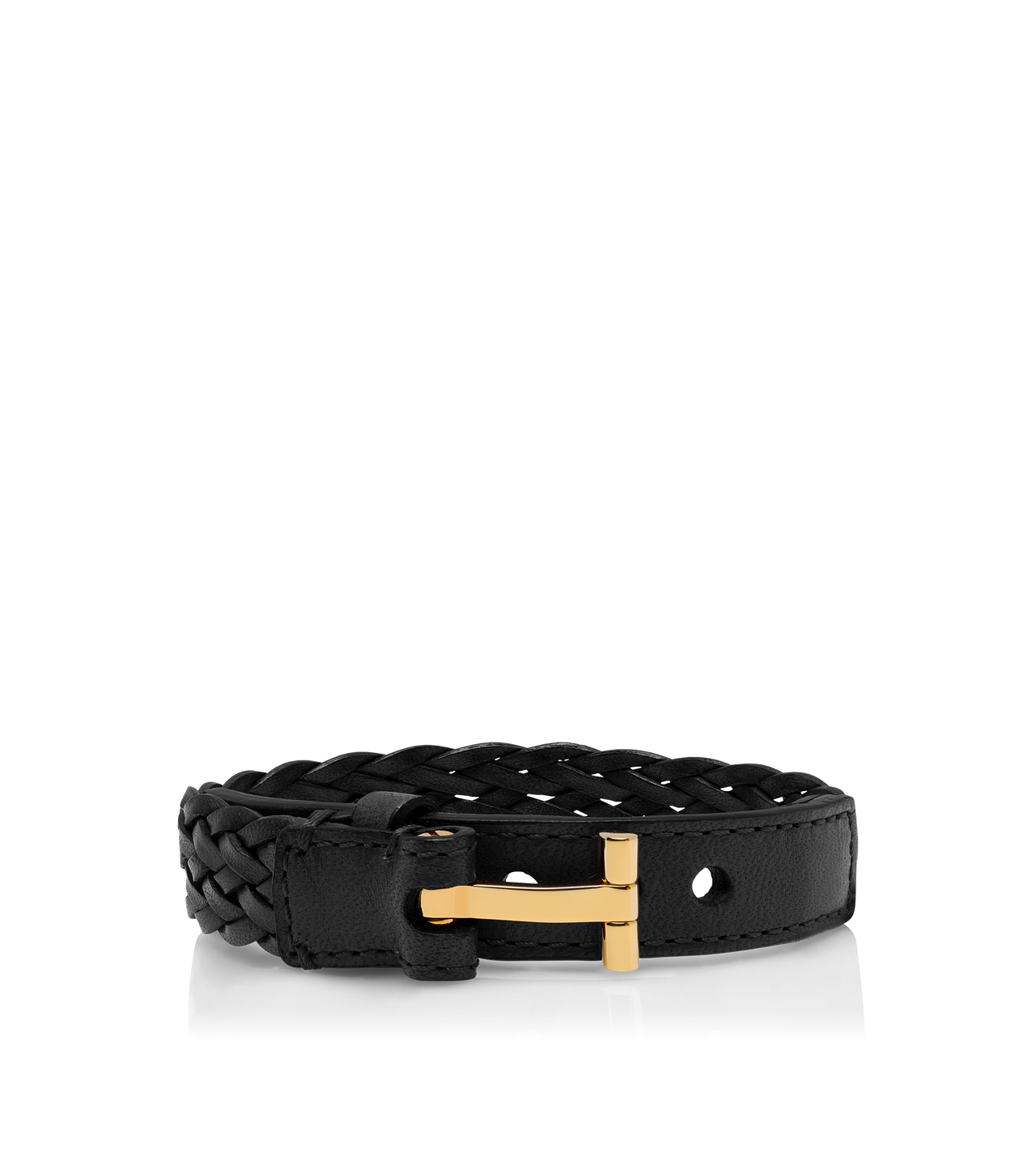 TOM FORD LEATHER BLACK BRACELET T EN CUIR TISS&Eacute;