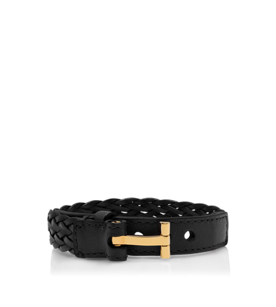 TOM FORD LEATHER BLACK BRACELET T EN CUIR TISS&Eacute;