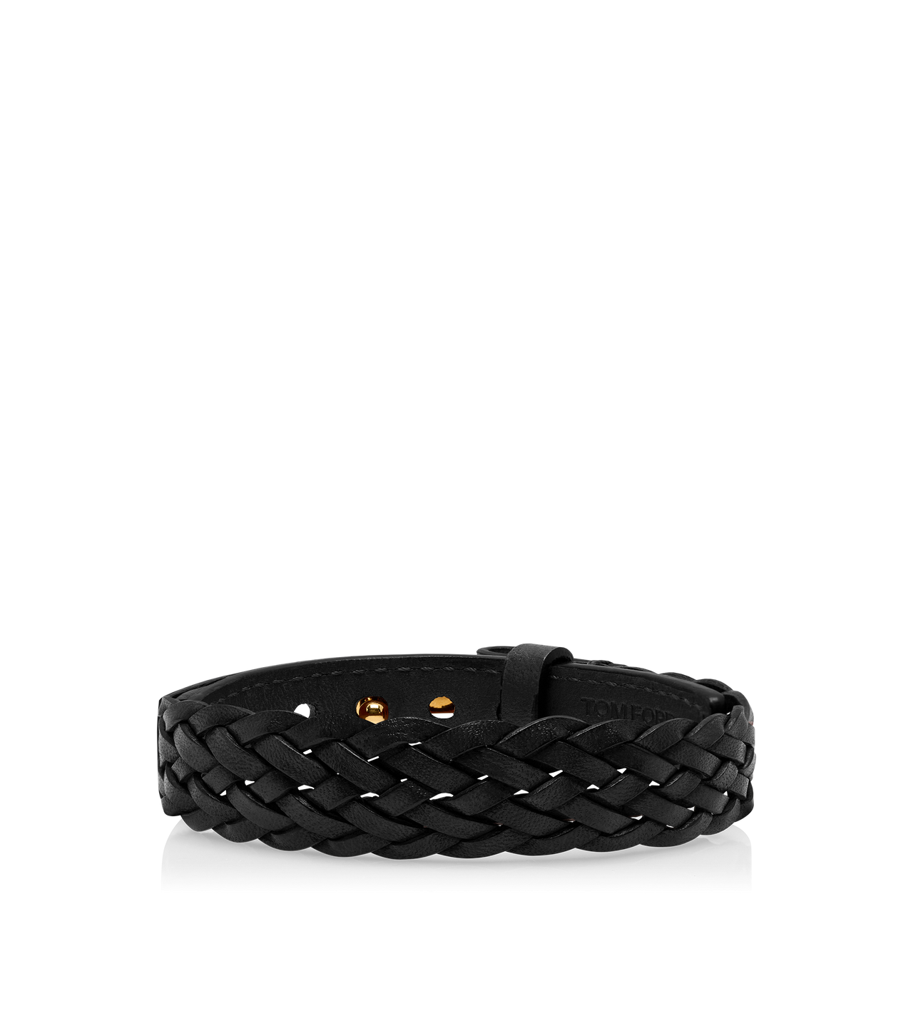 TOM FORD LEATHER BLACK BRACELET T EN CUIR TISS&Eacute;