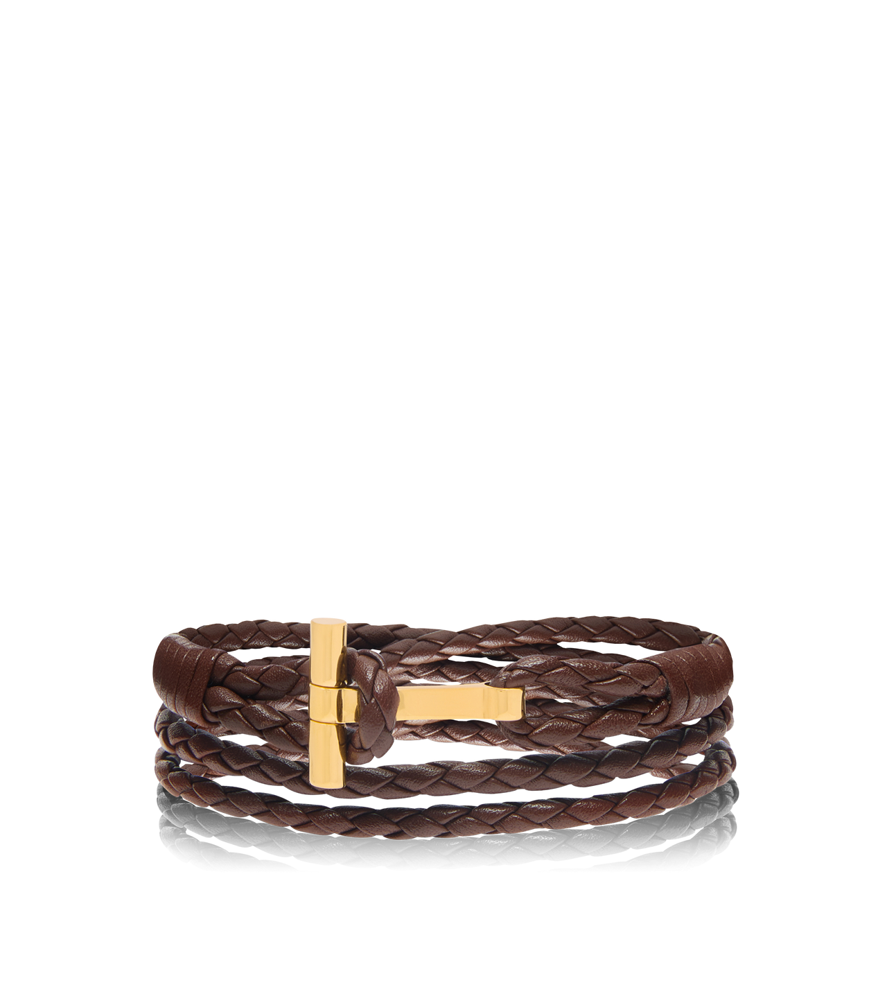 BRAIDED LEATHER T BRACELET image number 0