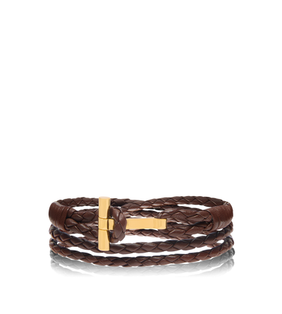 BRAIDED LEATHER T BRACELET image number 0