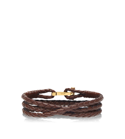 BRAIDED LEATHER T BRACELET image number 1