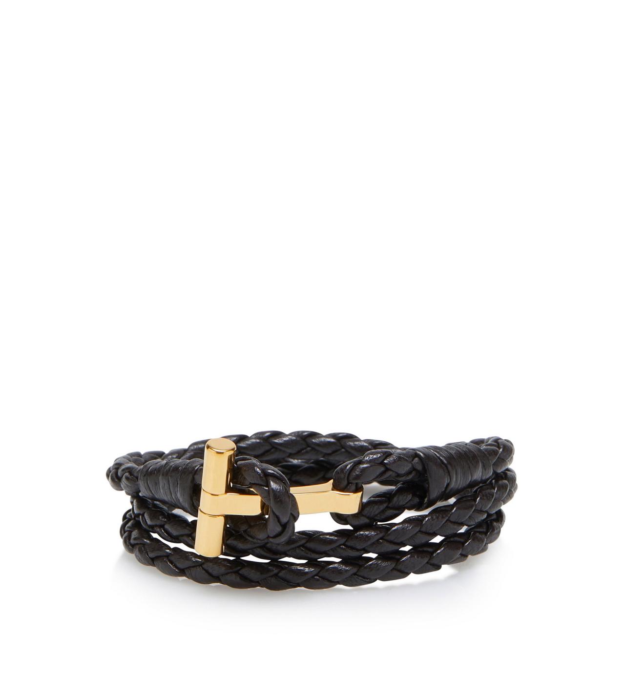 BRAIDED LEATHER T BRACELET image number 0