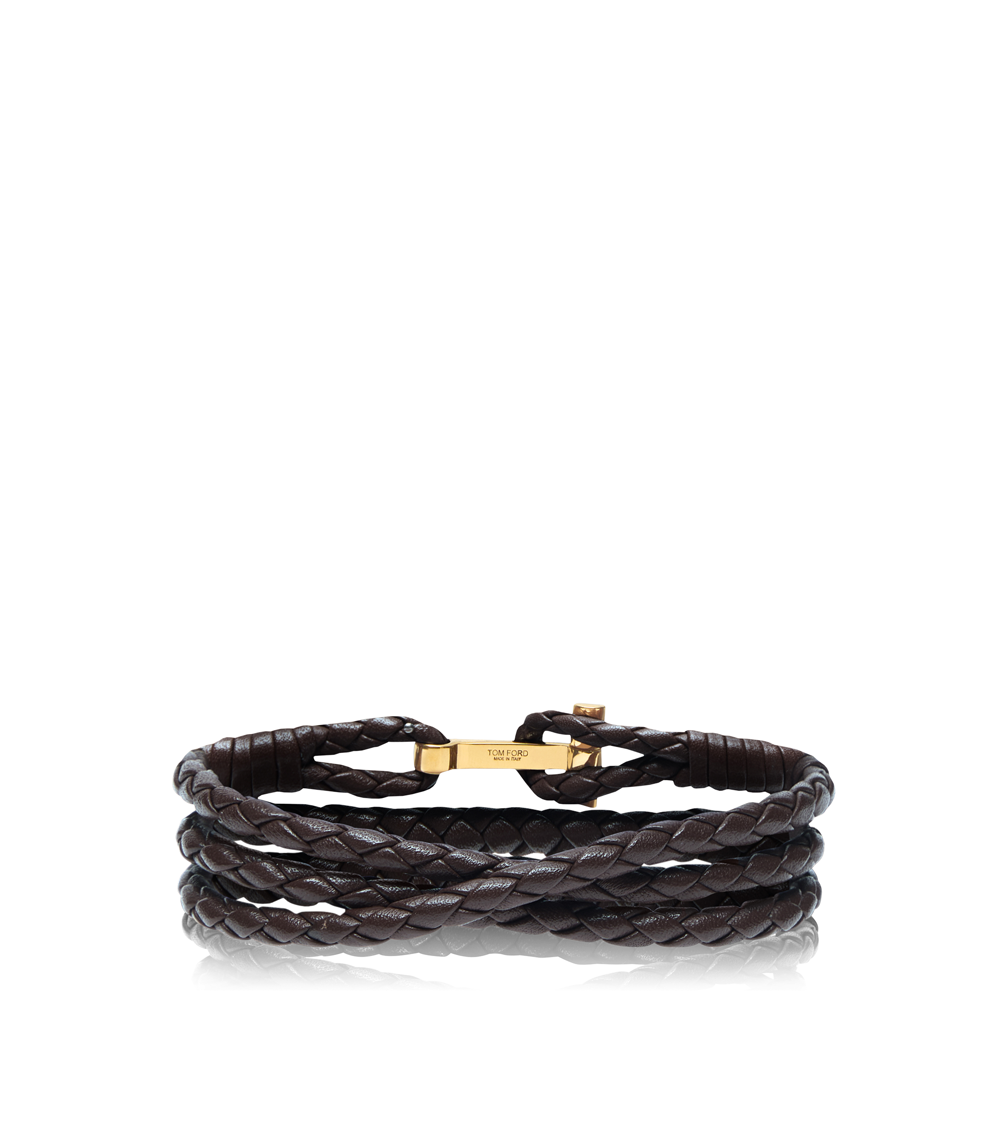 BRAIDED LEATHER T BRACELET