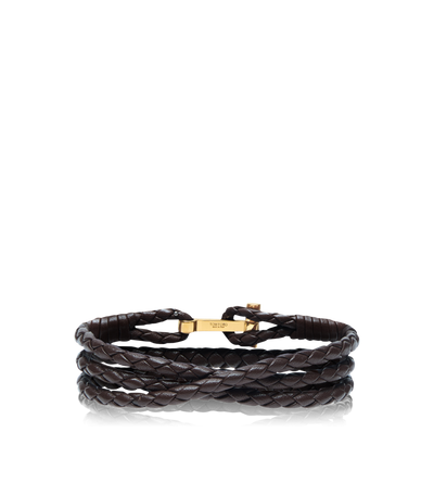 BRAIDED LEATHER T BRACELET image number 1