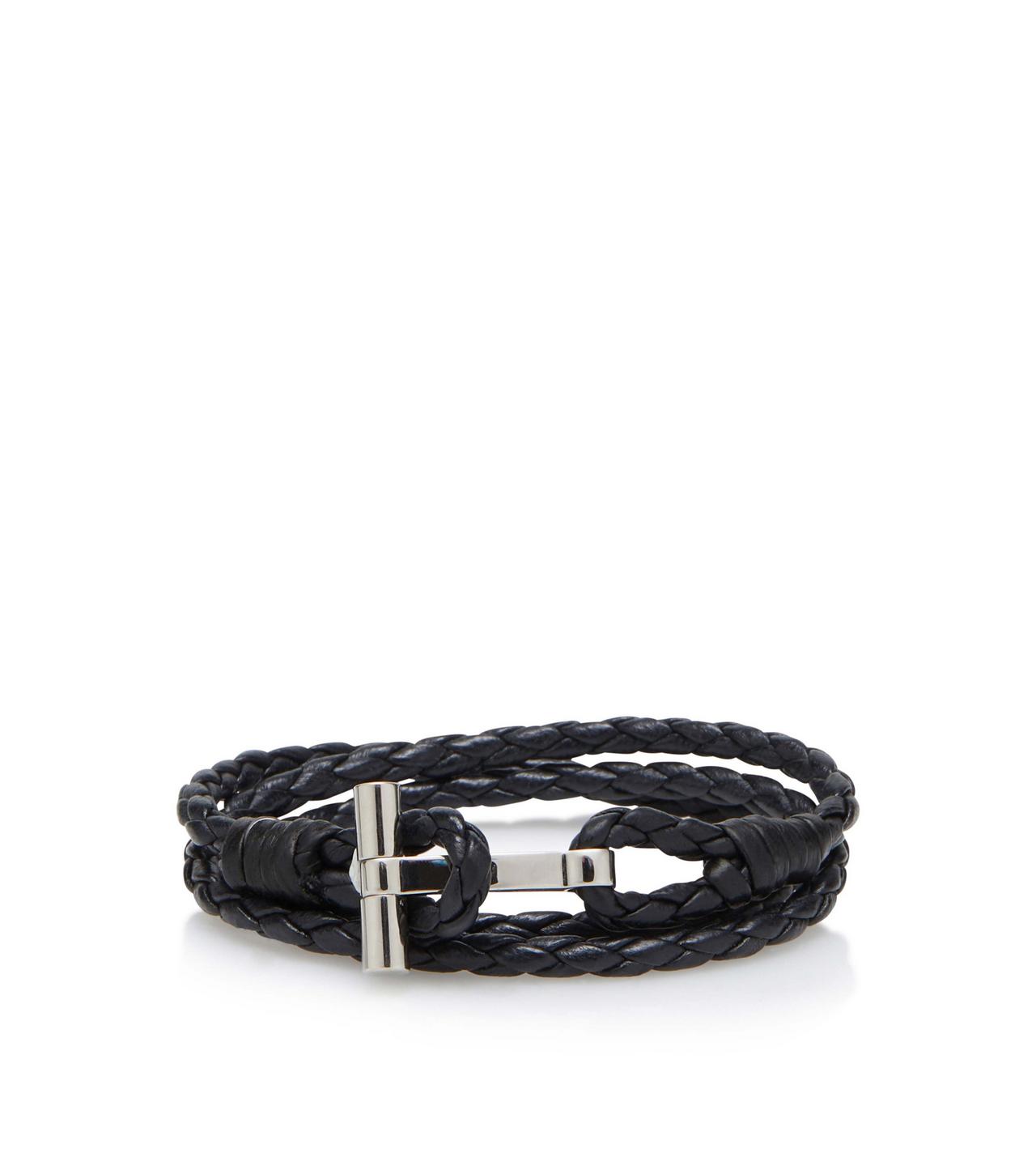 BRAIDED LEATHER T BRACELET image number 0