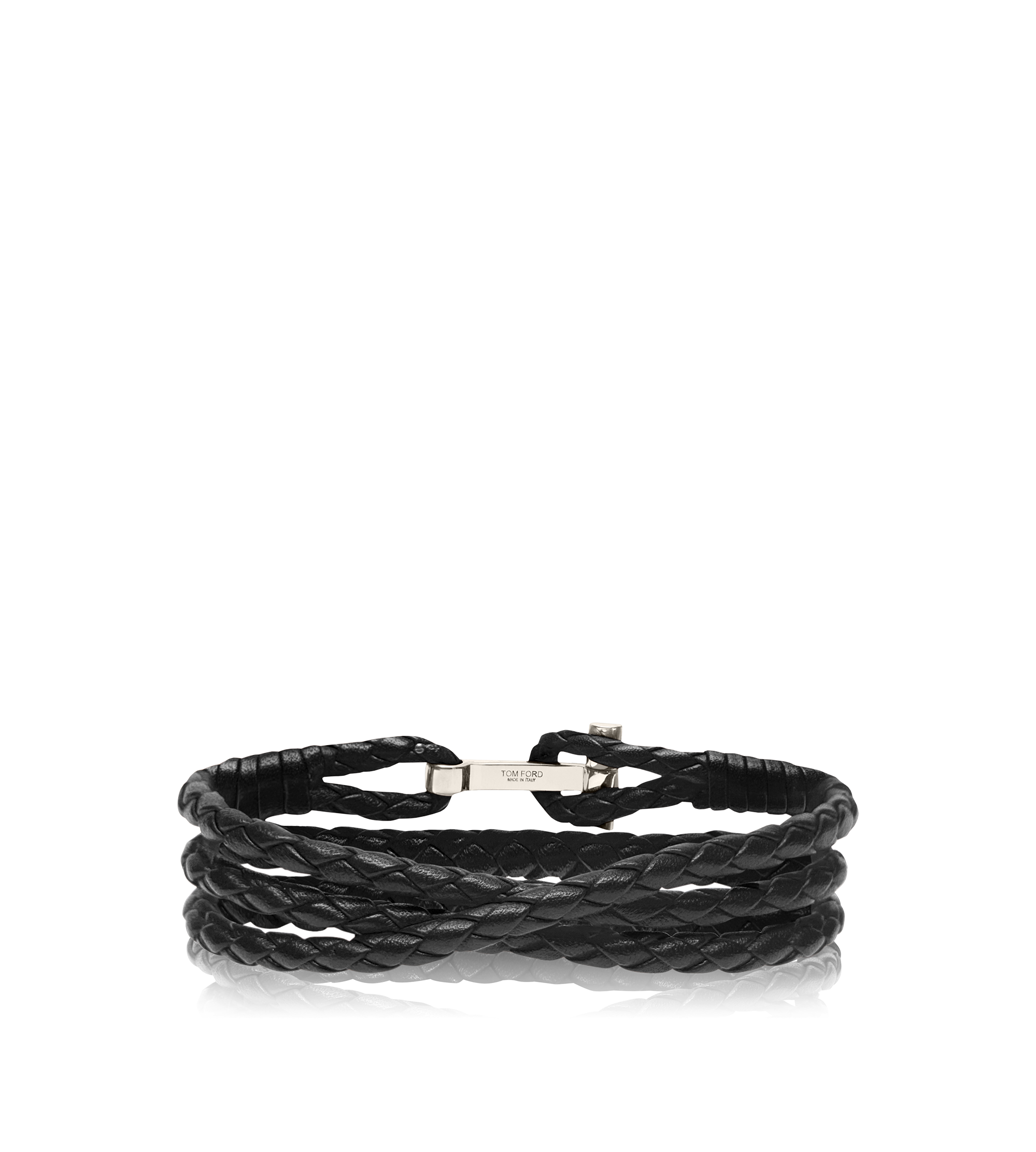 BRAIDED LEATHER T BRACELET