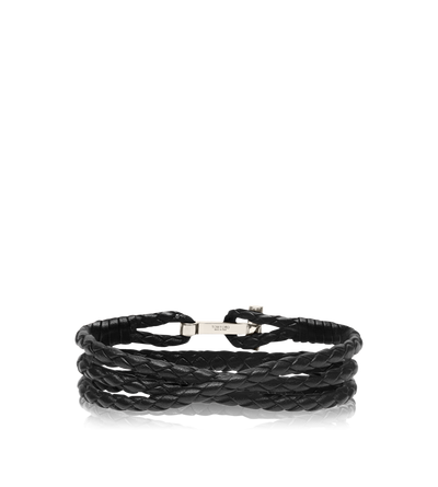 BRAIDED LEATHER T BRACELET image number 1