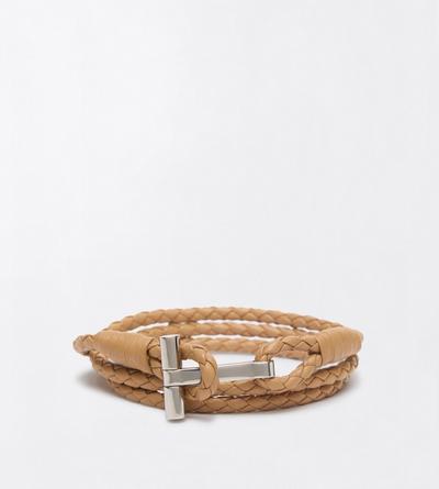 TOM FORD LEATHER WALNUT BRAIDED LEATHER T BRACELET&nbsp;