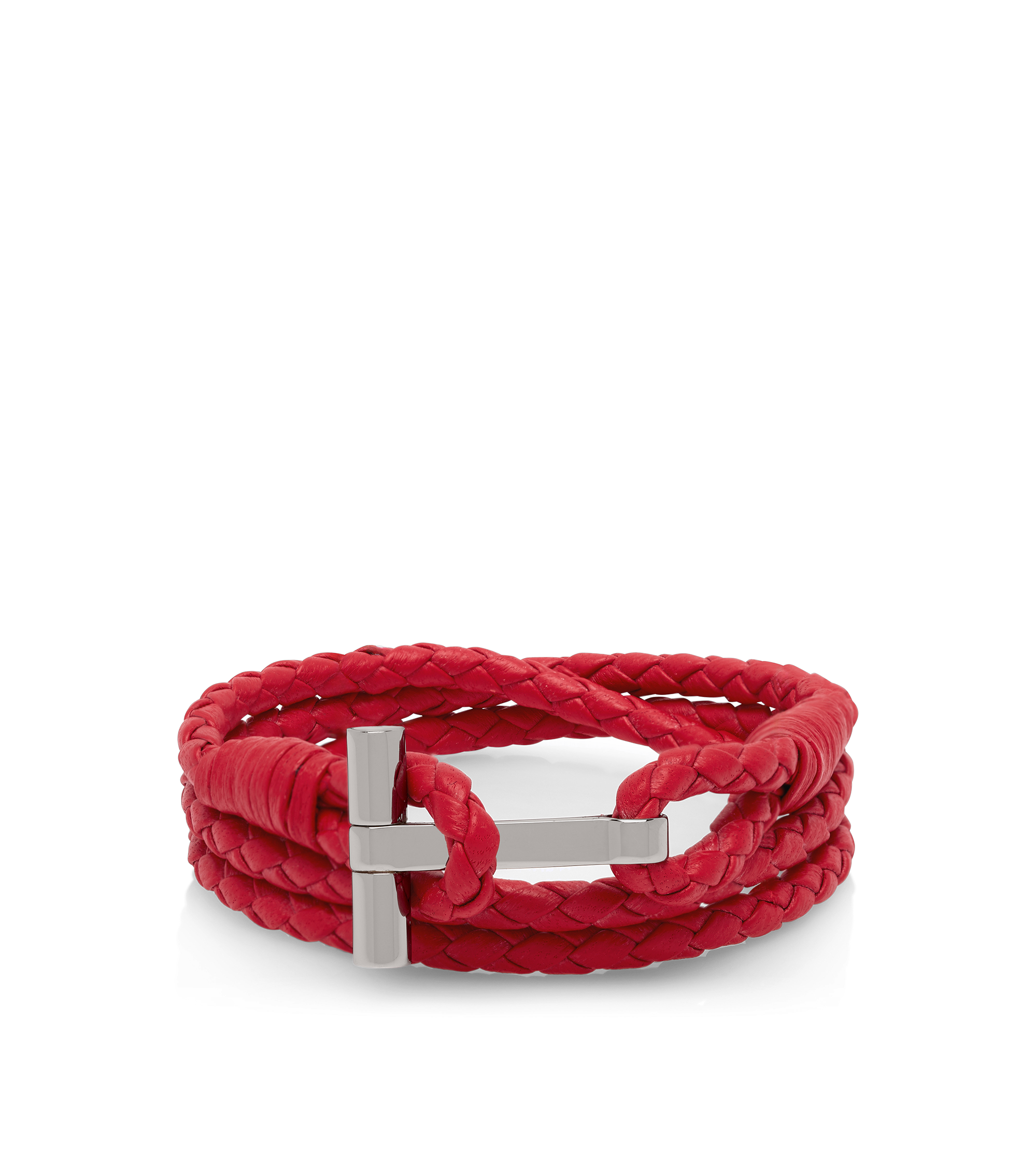 BRAIDED LEATHER T BRACELET