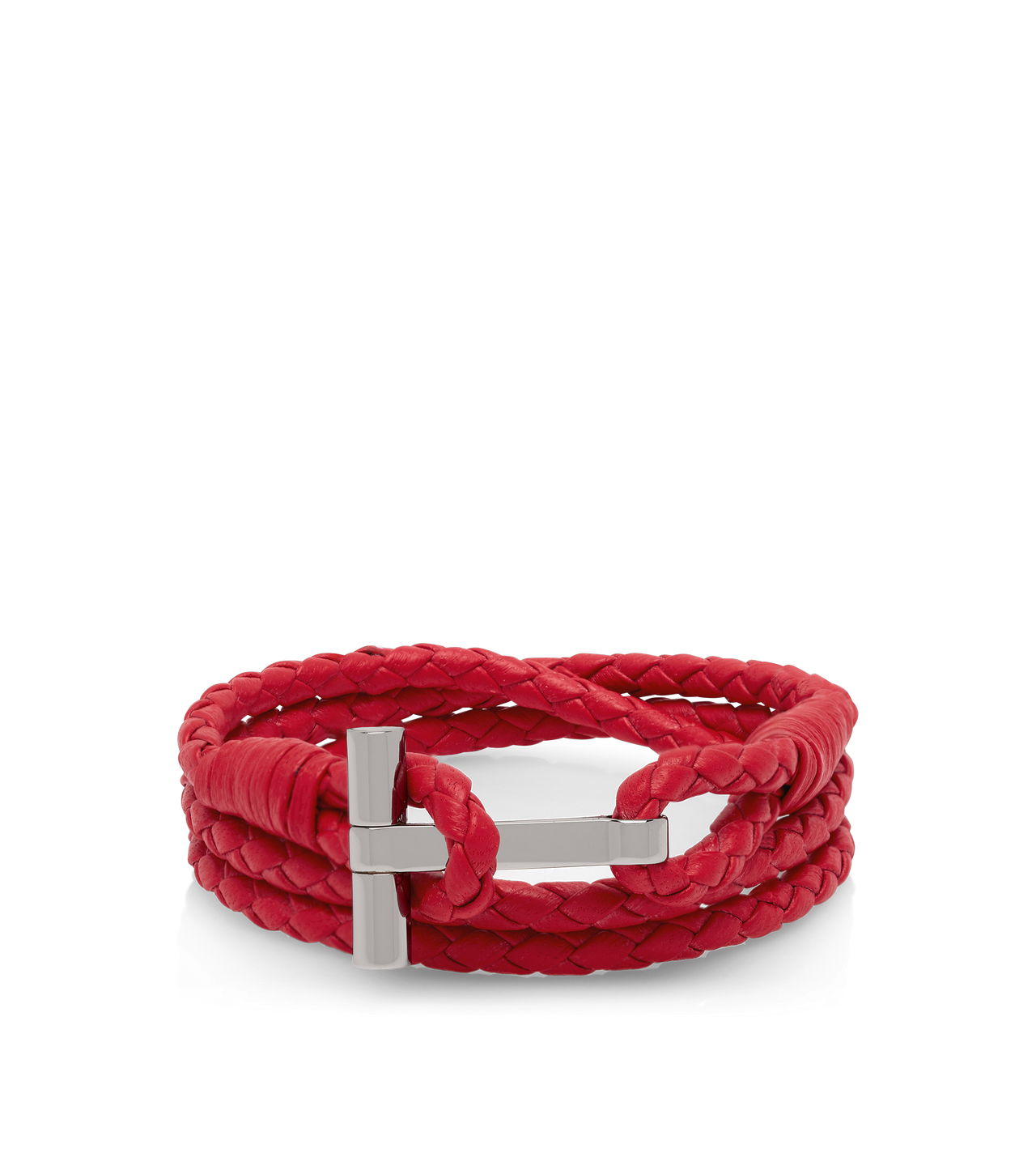 BRAIDED LEATHER T BRACELET image number 0
