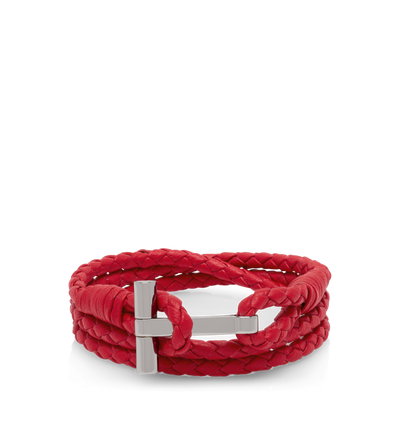 BRAIDED LEATHER T BRACELET image number 0