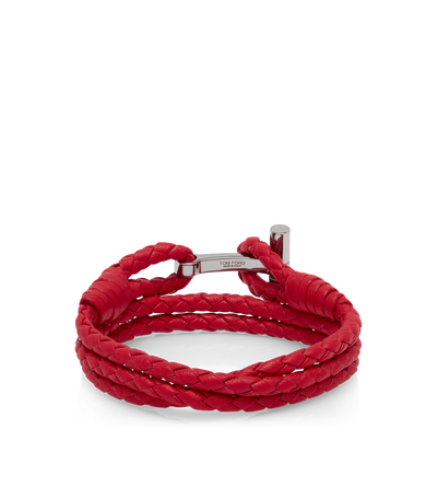 BRAIDED LEATHER T BRACELET image number 1