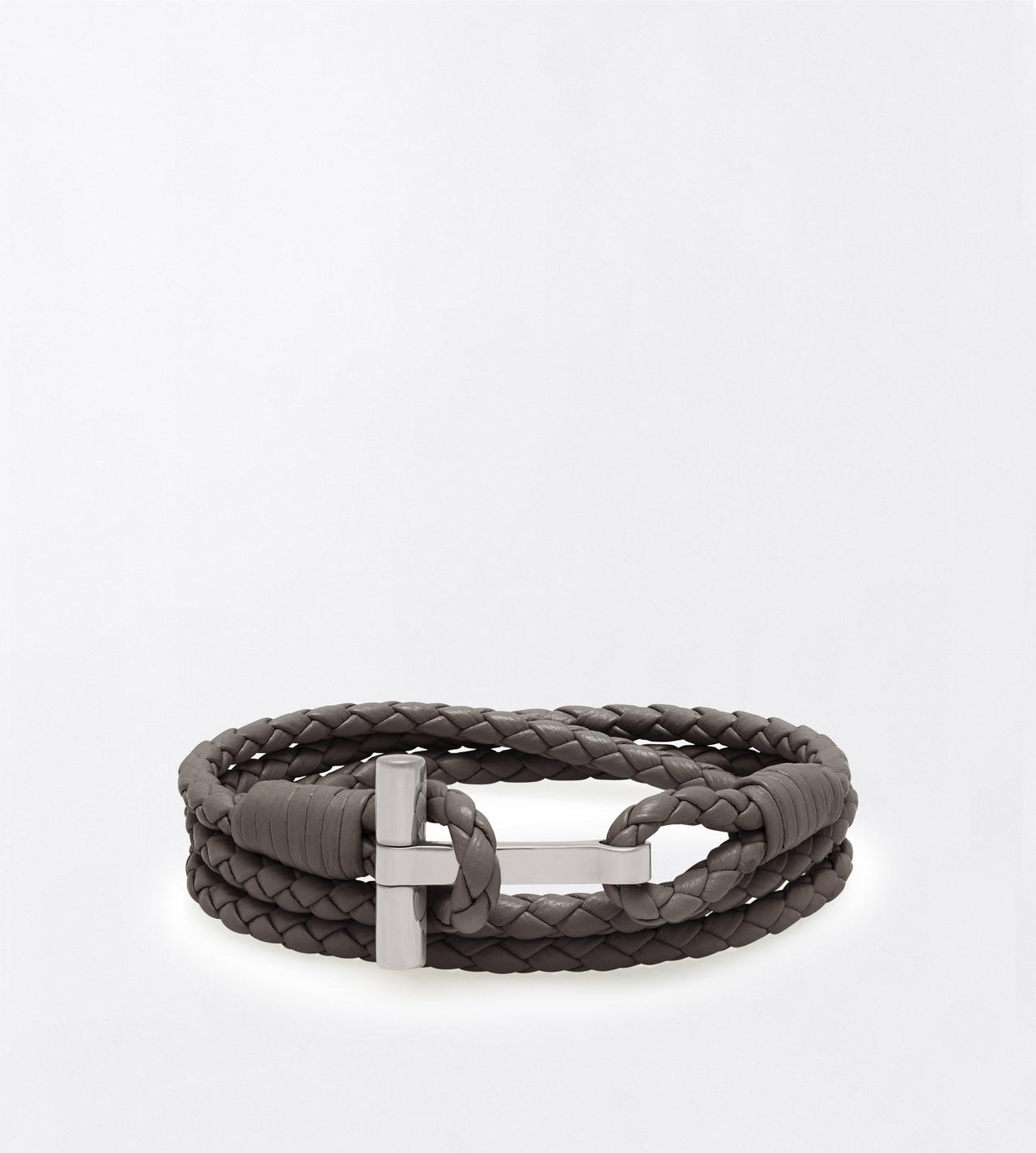 TOM FORD LEATHER SMOKE GREY BRAIDED LEATHER T BRACELET&nbsp;