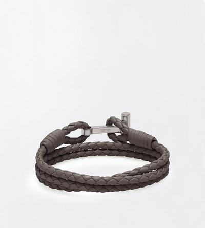 TOM FORD LEATHER SMOKE GREY BRAIDED LEATHER T BRACELET&nbsp;