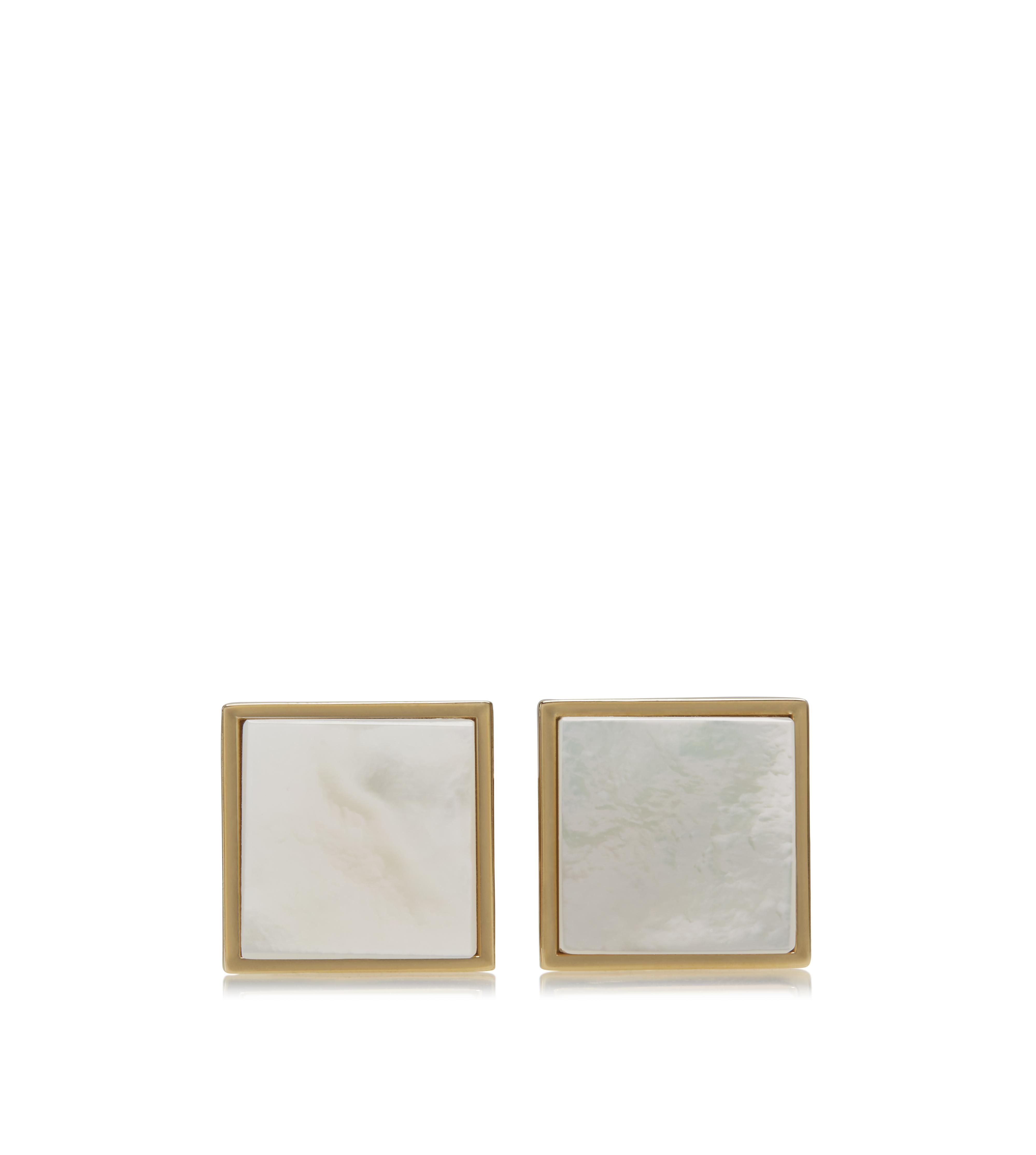 GOLD AND PEARL SQUARE CUFFLINKS