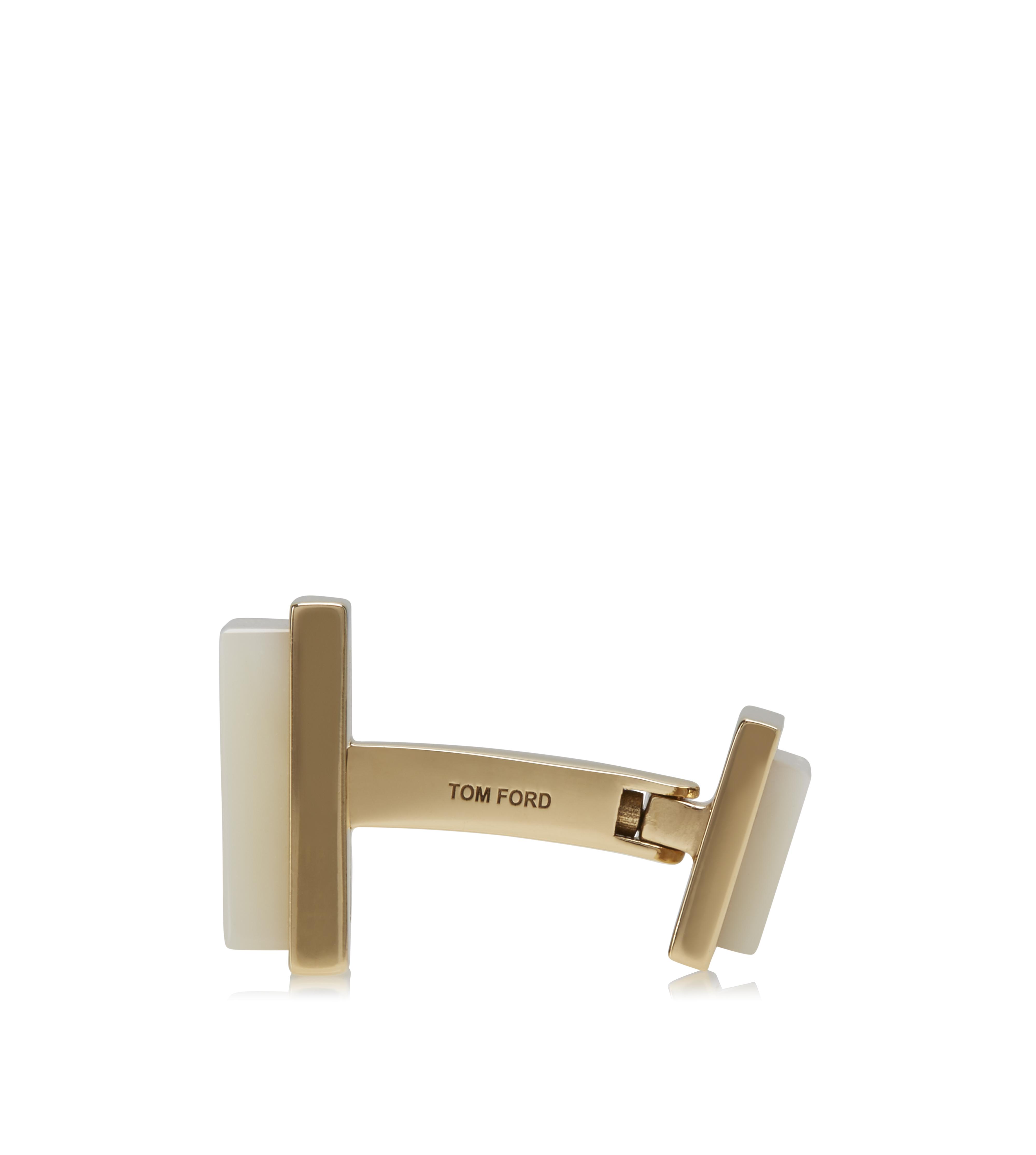 GOLD AND PEARL SQUARE CUFFLINKS