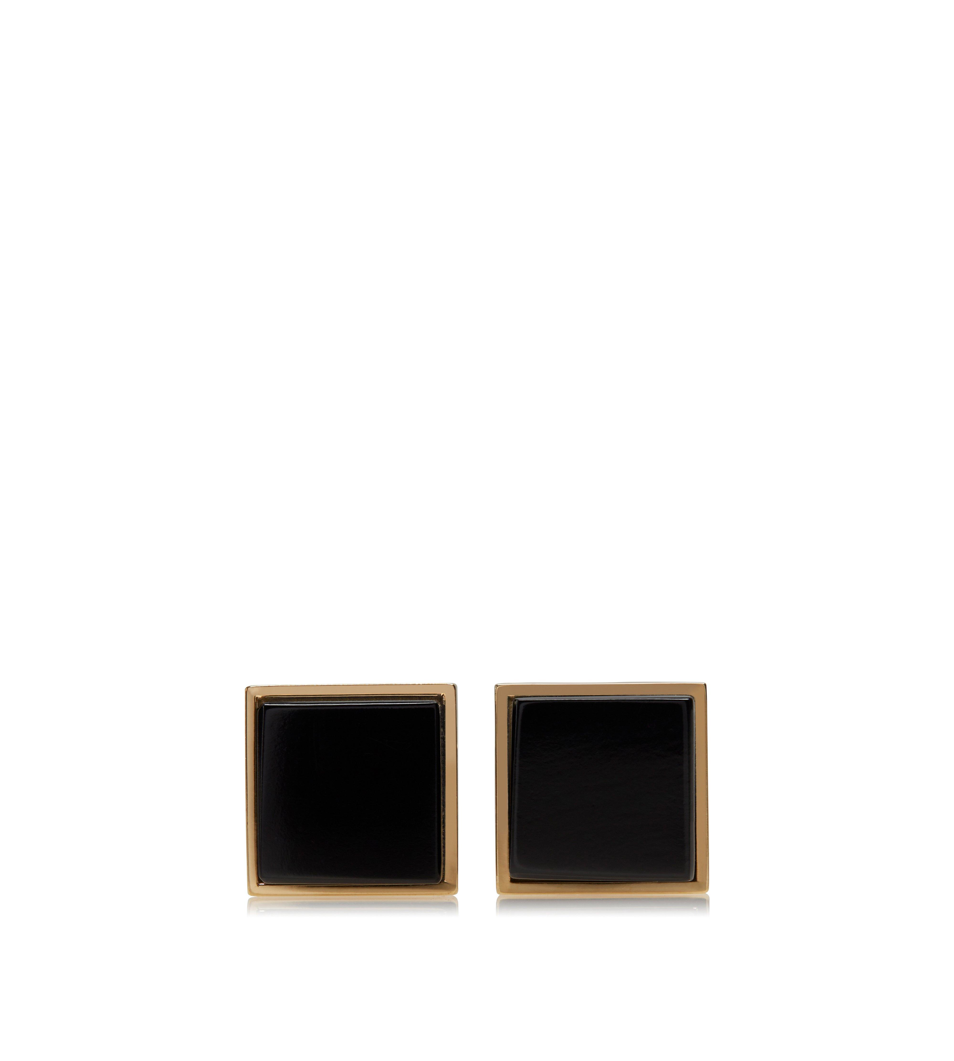 GOLD AND ONYX SQUARE CUFFLINKS