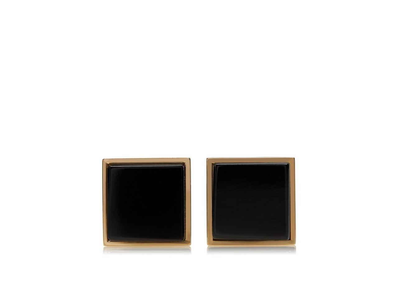 Onyx and Gold Square Cuff Links