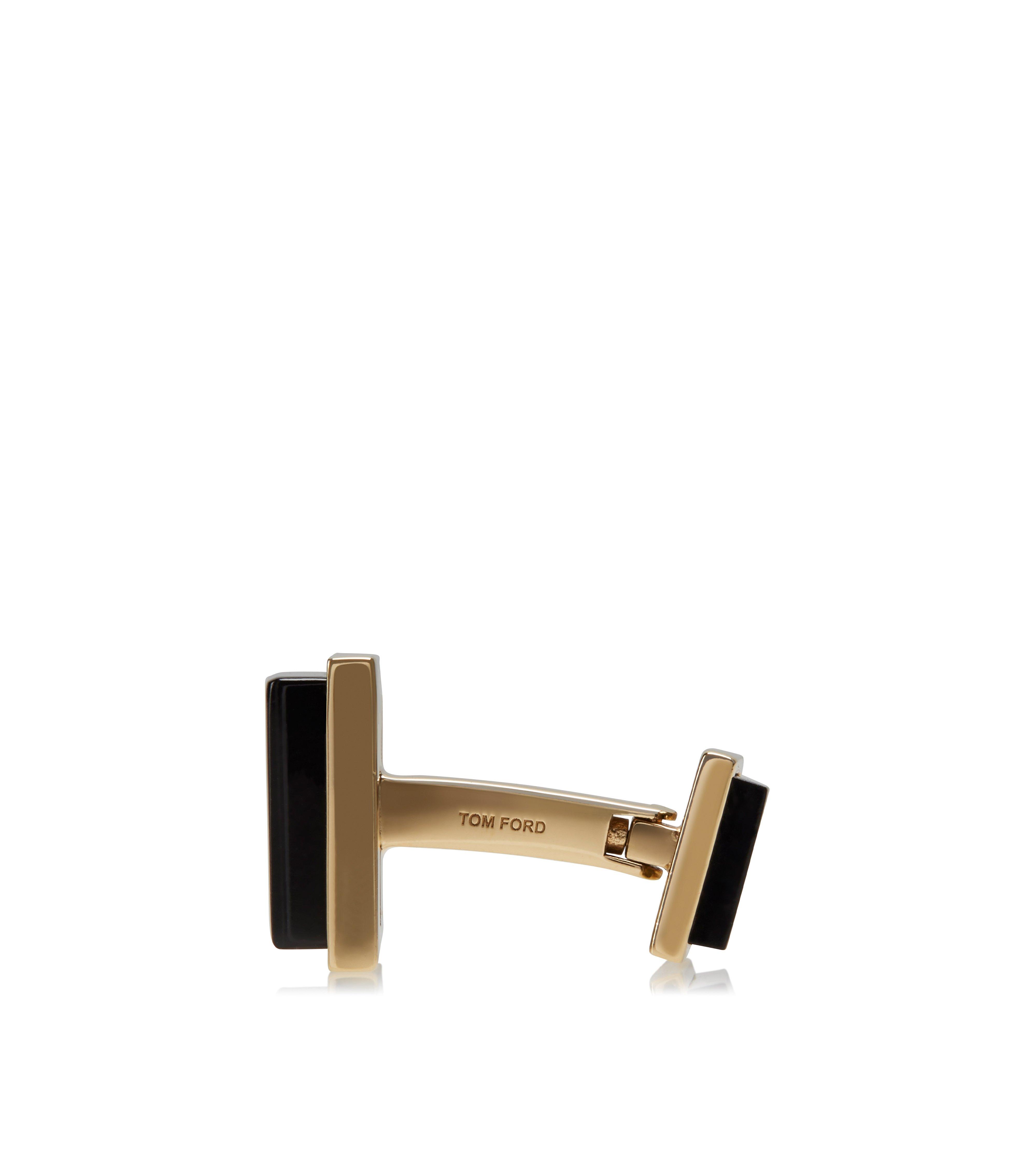 GOLD AND ONYX SQUARE CUFFLINKS