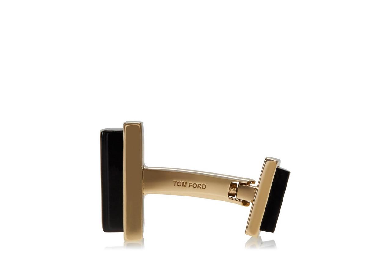 GOLD AND ONYX SQUARE CUFFLINKS image number 1