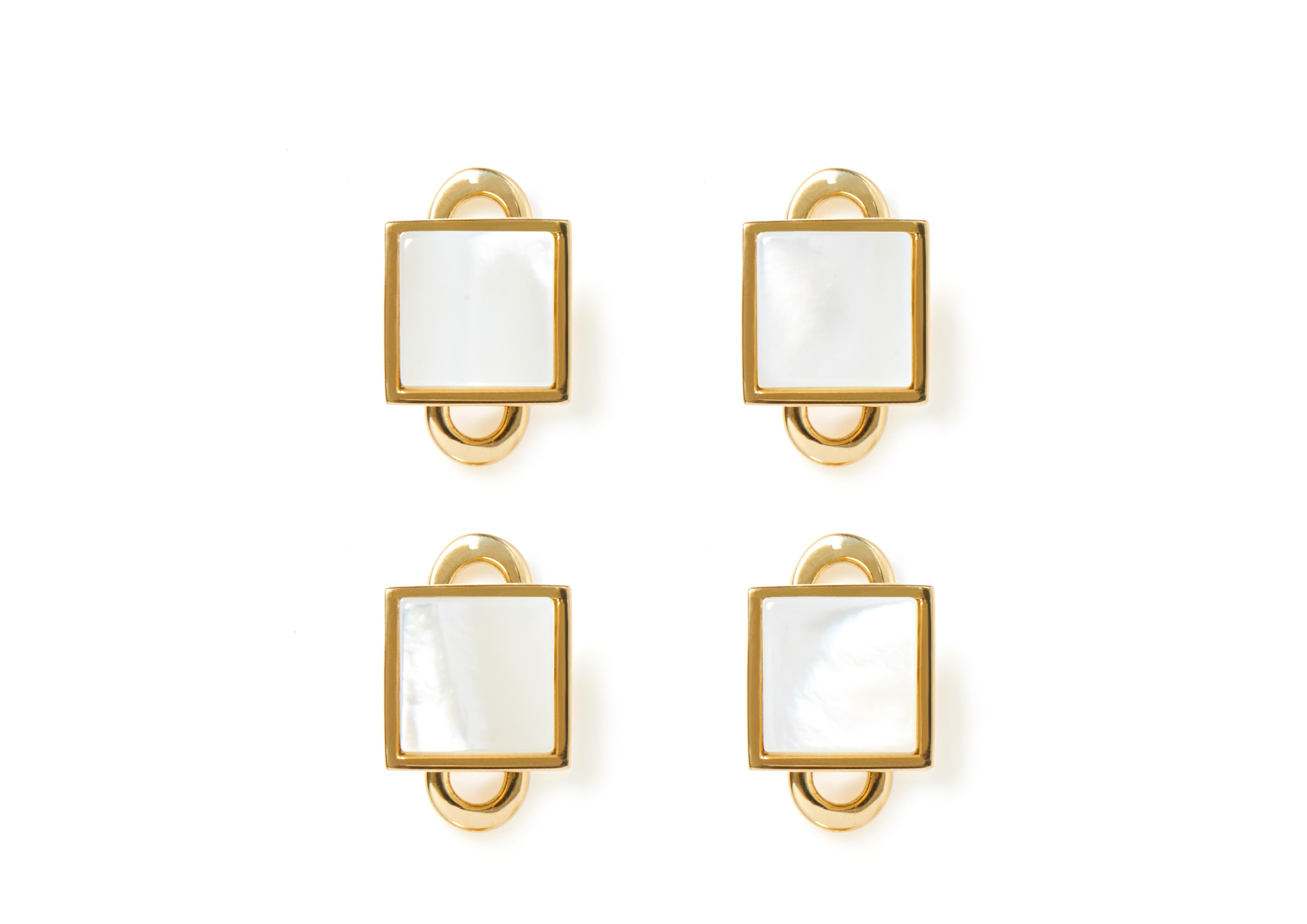 GOLD AND PEARL SQUARE STUDS