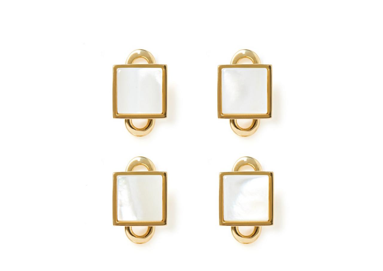 GOLD AND PEARL SQUARE STUDS image number 0