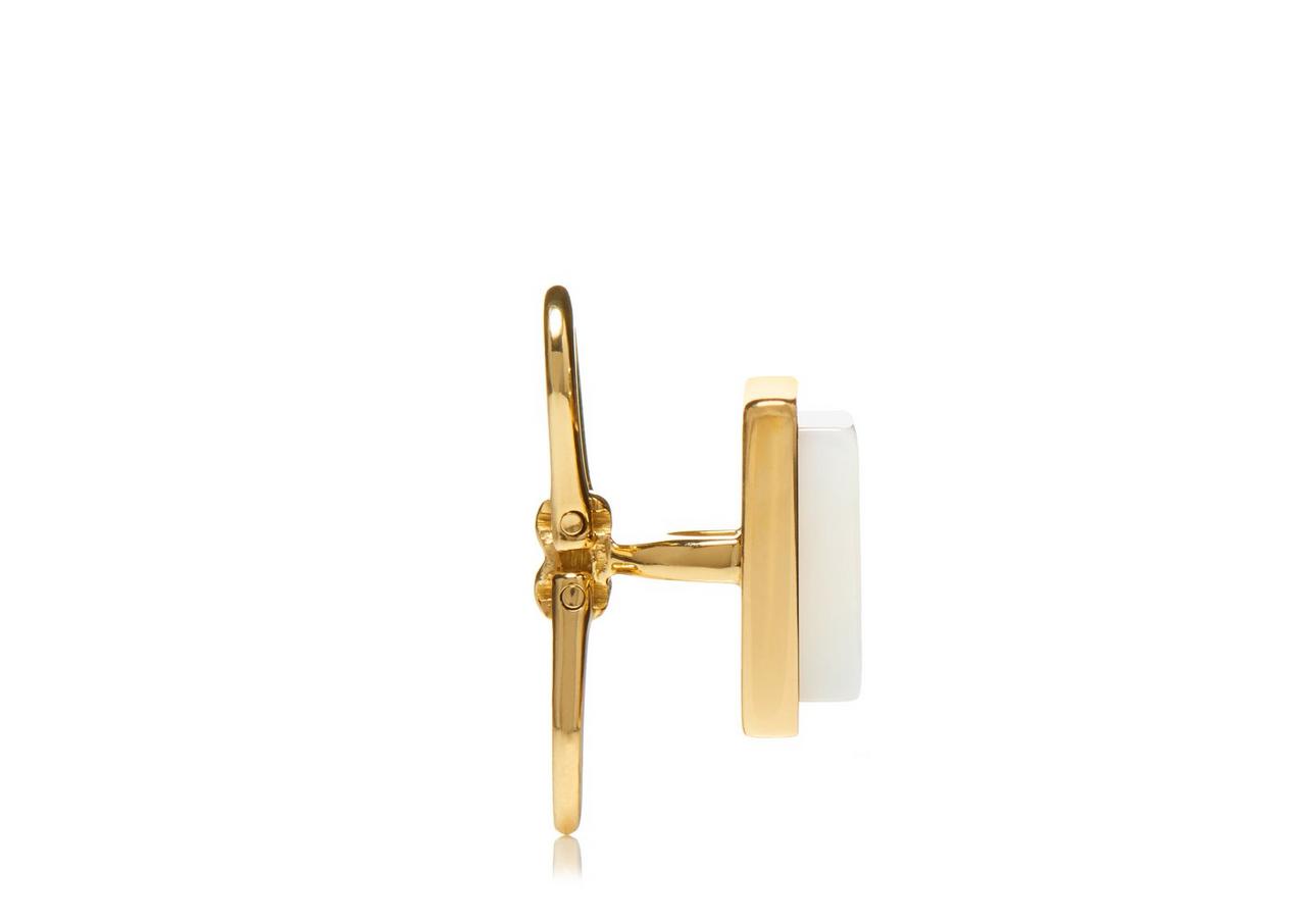 GOLD AND PEARL SQUARE STUDS image number 1