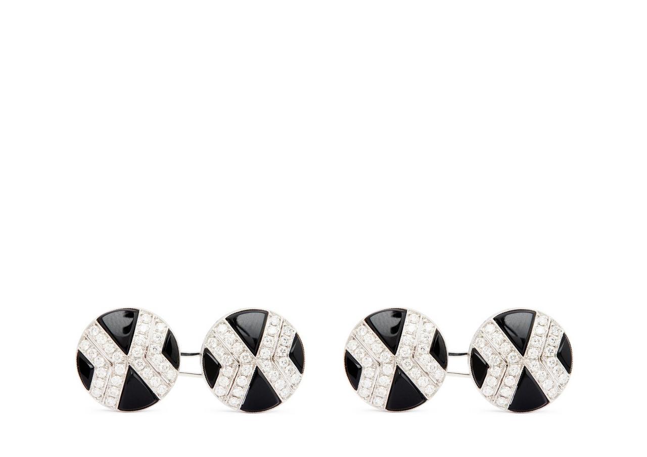 DIAMOND ROUND CUFFLINKS image number 0