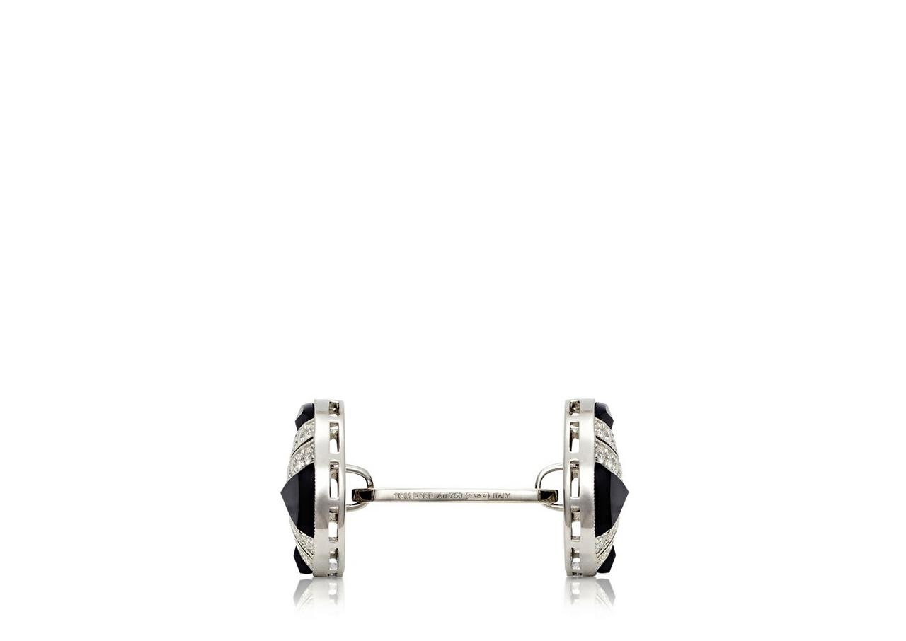 DIAMOND ROUND CUFFLINKS image number 1