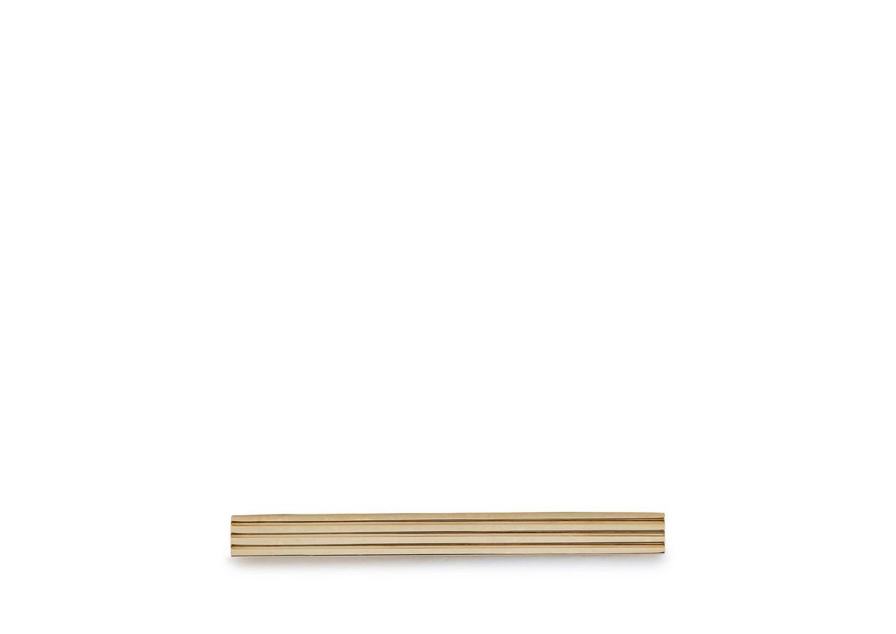 STRIPED YELLOW GOLD TIE BAR image number 0