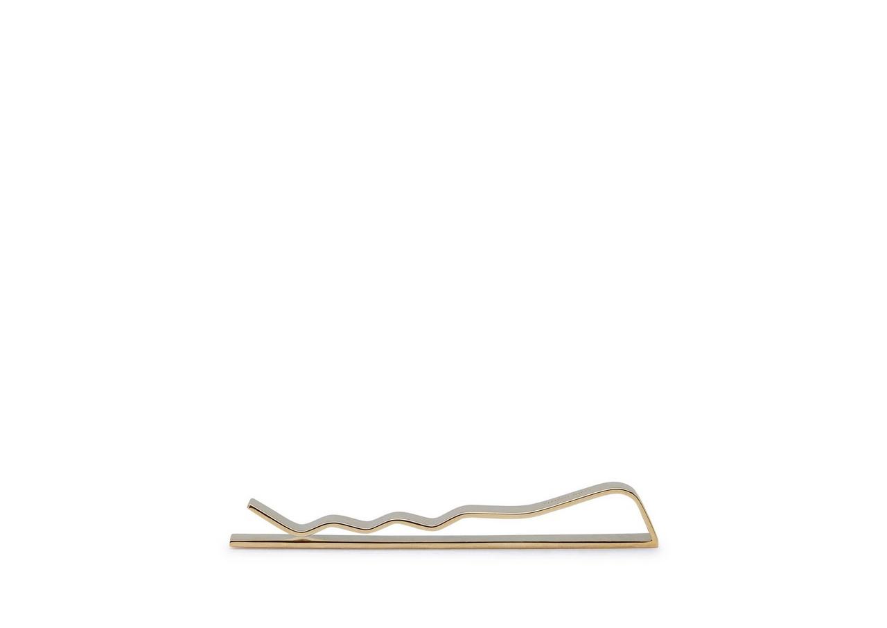STRIPED YELLOW GOLD TIE BAR image number 2
