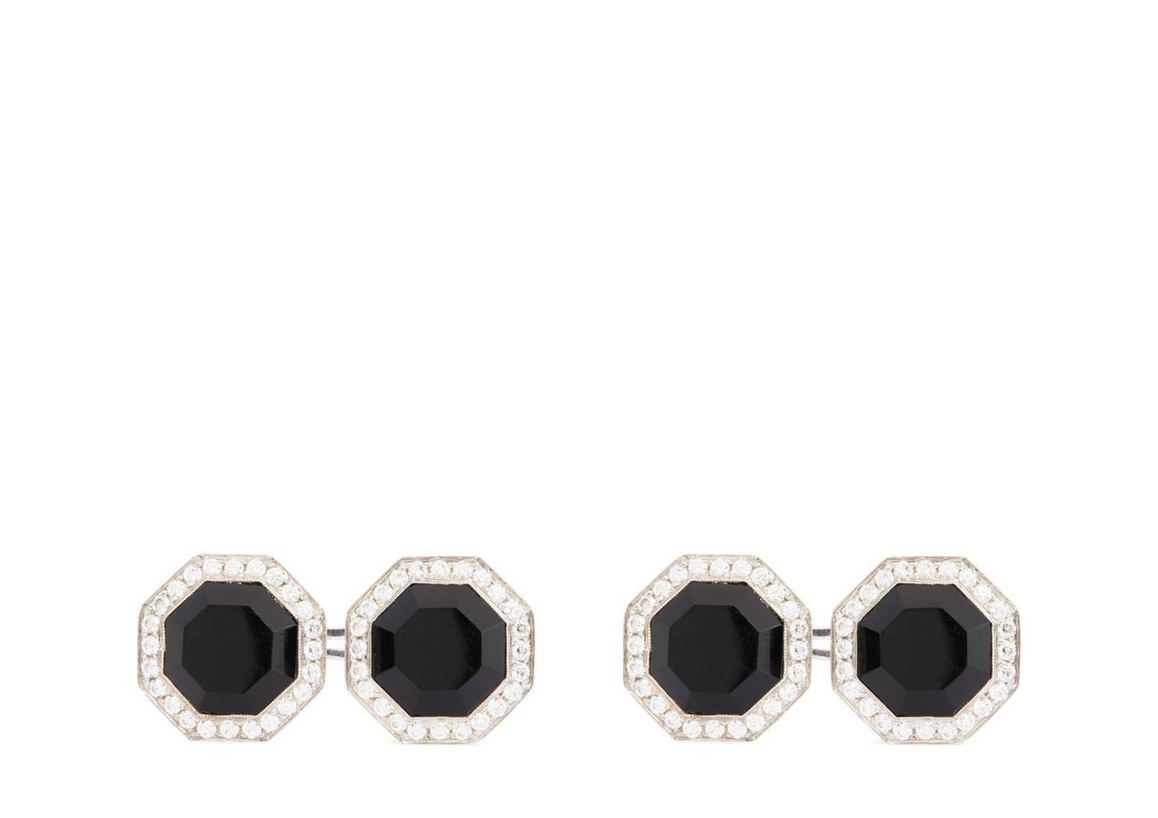 DIAMOND ONYX OCTAGON CUFFLINKS image number 0
