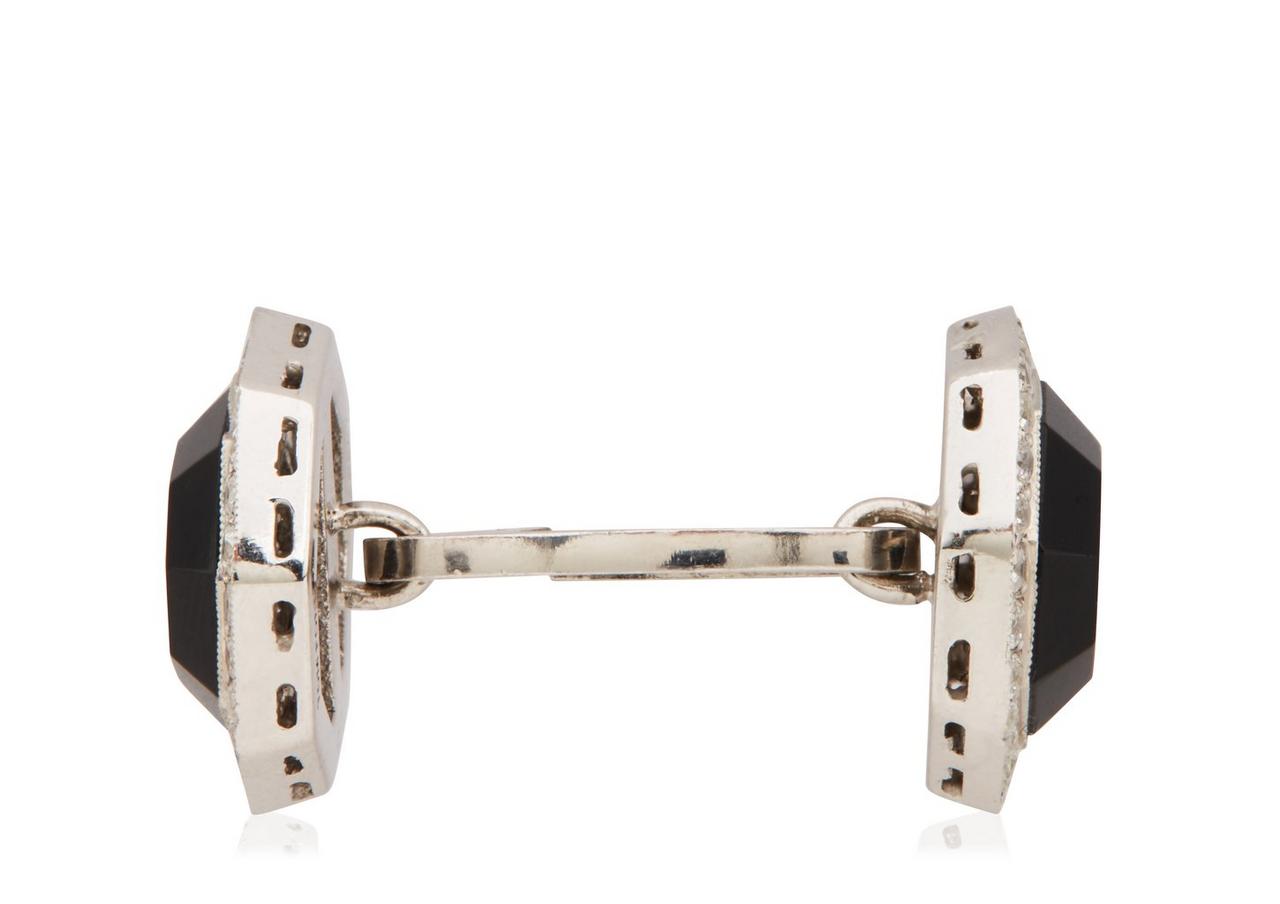 DIAMOND ONYX OCTAGON CUFFLINKS image number 1