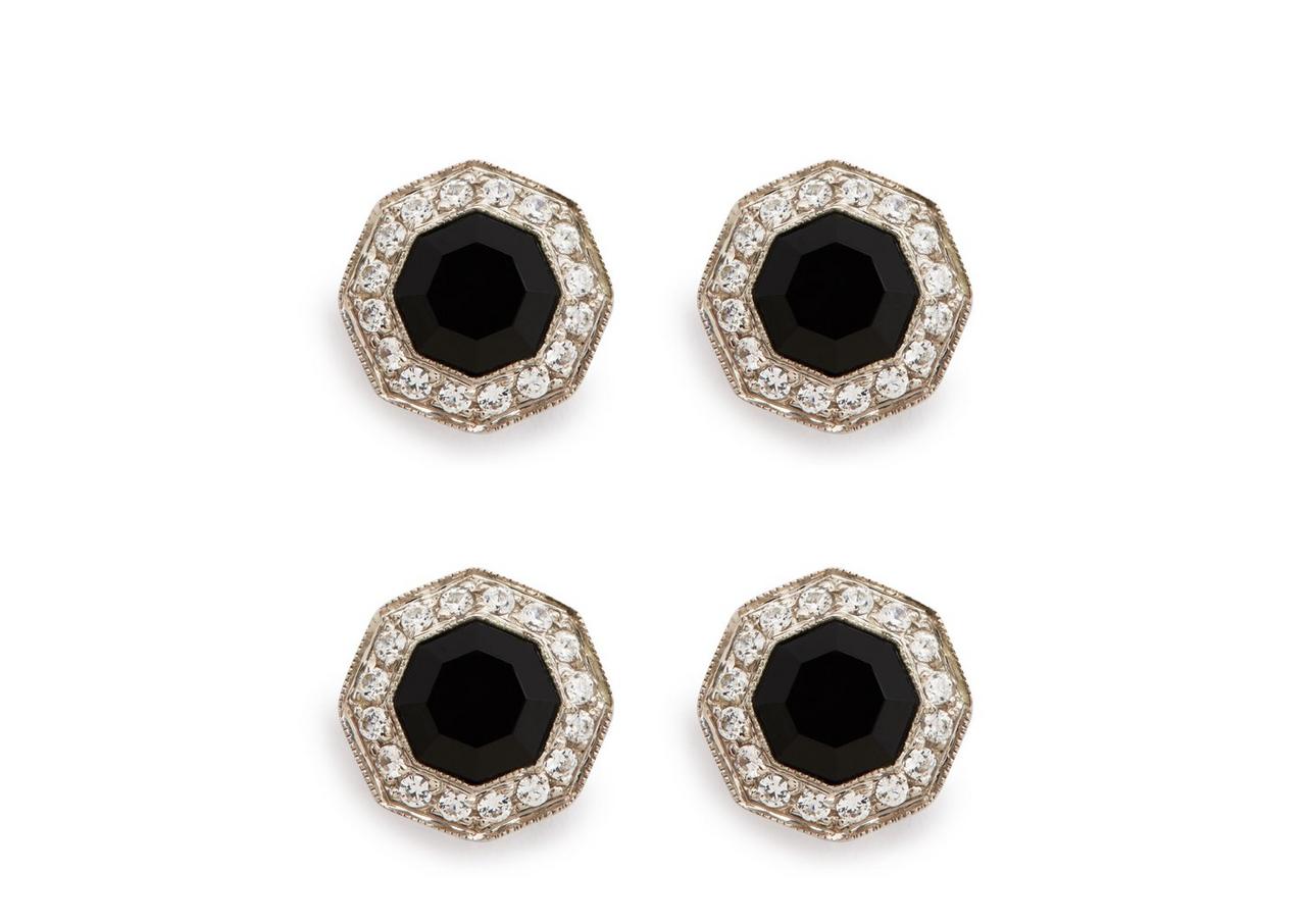 DIAMOND ONYX OCTAGON STUDS image number 0