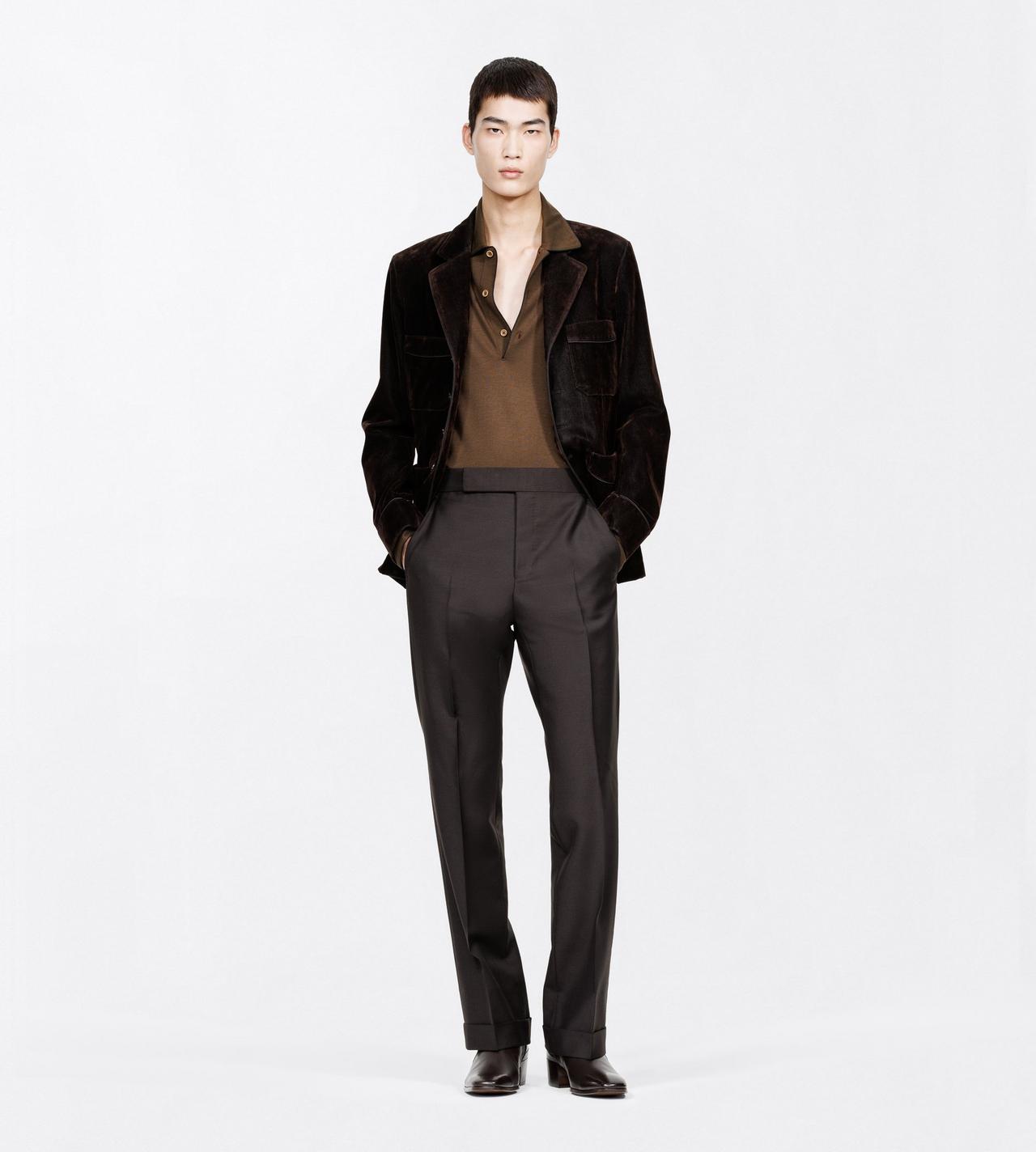 TOM FORD SILK COTTON BLEND BROWN COTTON SILK PIQUET POLO