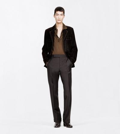 TOM FORD SILK COTTON BLEND BROWN COTTON SILK PIQUET POLO