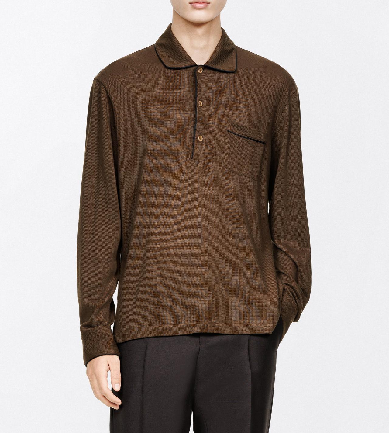 TOM FORD SILK COTTON BLEND BROWN COTTON SILK PIQUET POLO