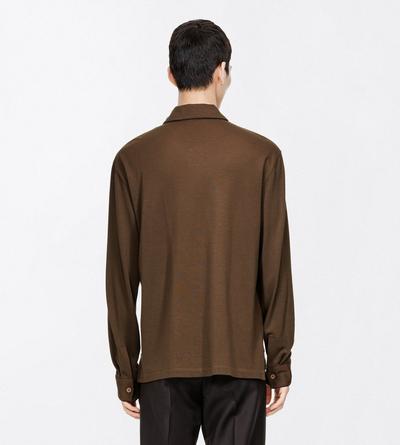 TOM FORD SILK COTTON BLEND BROWN COTTON SILK PIQUET POLO